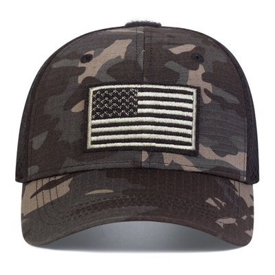 Đặt hàng được thêu theo yêu cầu Xây dựng 6 tấm vải bông Twill Profile Trucker Cap với visor cong