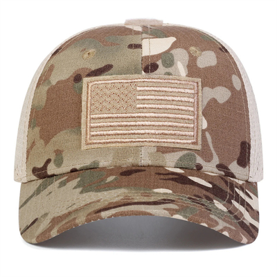 Đặt hàng được thêu theo yêu cầu Xây dựng 6 tấm vải bông Twill Profile Trucker Cap với visor cong