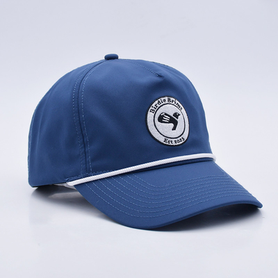 Đồ bán buôn Blue Rope Baseball Cap Custom Structured Embroidery Logo 5 Panel Golf Hat Gorras