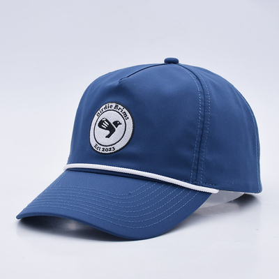 Đồ bán buôn Blue Rope Baseball Cap Custom Structured Embroidery Logo 5 Panel Golf Hat Gorras