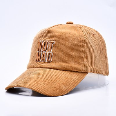Custom 3d cấu trúc thêu Corduroy Gorras Baseball Cap bán buôn 5 bảng điều chỉnh Snapback Baseball Cap