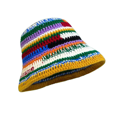 Mũ crochet tùy chỉnh Mùa thu mùa đông màu thủ công Dải đan đa năng Mũ thùng crochet Mũ đậm Đàn bà Mũ cá