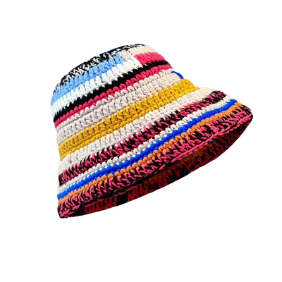 Mũ crochet tùy chỉnh Mùa thu mùa đông màu thủ công Dải đan đa năng Mũ thùng crochet Mũ đậm Đàn bà Mũ cá