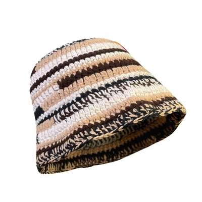 Mũ crochet tùy chỉnh Mùa thu mùa đông màu thủ công Dải đan đa năng Mũ thùng crochet Mũ đậm Đàn bà Mũ cá