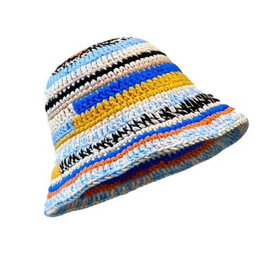 Mũ crochet tùy chỉnh Mùa thu mùa đông màu thủ công Dải đan đa năng Mũ thùng crochet Mũ đậm Đàn bà Mũ cá