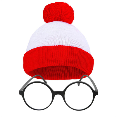 Halloween Beanie mũ sọc màu đỏ và trắng đan Pom Pom Cuff Cap cho phụ nữ nam giới đồ phụ kiện tiệc Giáng sinh