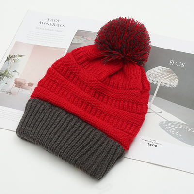 Mũ mùa thu mùa đông phù hợp đan đan Skully Thời trang ấm áp với Pompom Fur Pom Pom Pom Cho phụ nữ hai màu thời trang Beanie