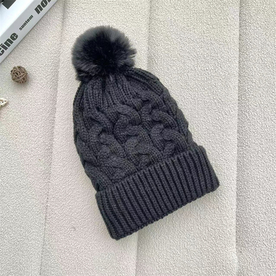 Tùy chỉnh trên tất cả các in mũ cá mùa đông ấm áp cá Beanie Rib đan bông Pom Pom mũ