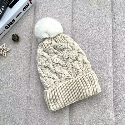 Tùy chỉnh trên tất cả các in mũ cá mùa đông ấm áp cá Beanie Rib đan bông Pom Pom mũ