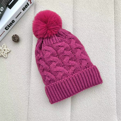Tùy chỉnh trên tất cả các in mũ cá mùa đông ấm áp cá Beanie Rib đan bông Pom Pom mũ