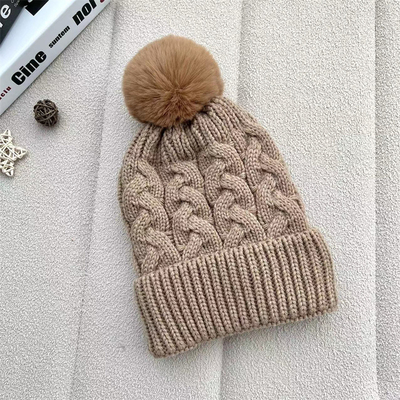 Tùy chỉnh trên tất cả các in mũ cá mùa đông ấm áp cá Beanie Rib đan bông Pom Pom mũ