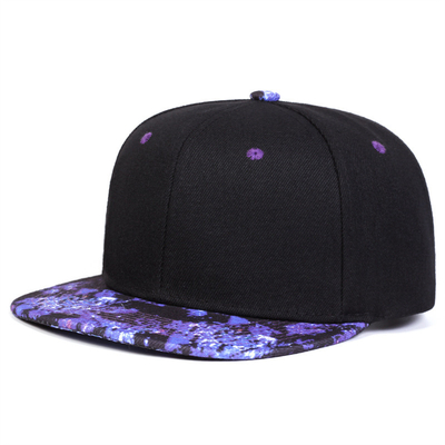 Chất lượng cao Starry Sky Printing Snapback Hat thiết kế logo tùy chỉnh Bill Flat Hat 6 Panel Snapback Cap