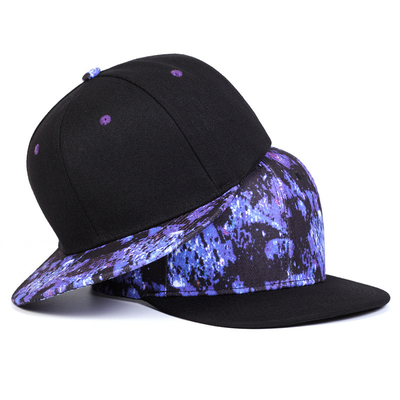 Chất lượng cao Starry Sky Printing Snapback Hat thiết kế logo tùy chỉnh Bill Flat Hat 6 Panel Snapback Cap