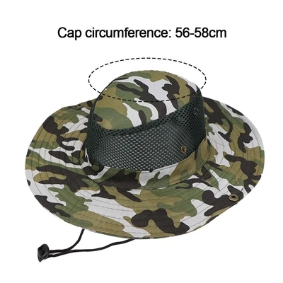 Trò chơi ngoài trời Camo ngụy trang Gã đánh cá nón với Logo tùy chỉnh Săn bắn đi bộ đường dài nón nón