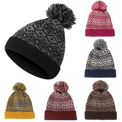 Mùa đông thương hiệu nữ lông Pom Poms Mũ đan đan của cô gái Mũ đậm phụ nữ Skullies Mũ đan