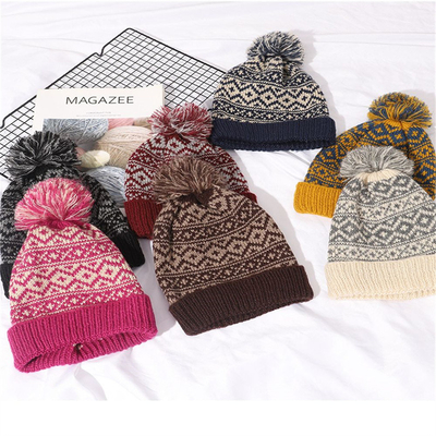 Mùa đông thương hiệu nữ lông Pom Poms Mũ đan đan của cô gái Mũ đậm phụ nữ Skullies Mũ đan