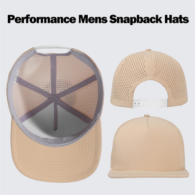 Nhanh khô laser Golf hiệu suất Snapback mũ lỗ Flat Edge Cap