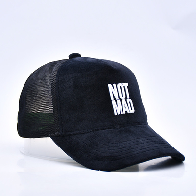High Profile thêu áo cao su Trucker Cap Logo tùy chỉnh 5 Panel Mesh Trucker Hat