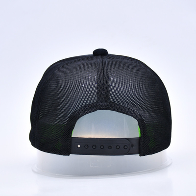 High Profile thêu áo cao su Trucker Cap Logo tùy chỉnh 5 Panel Mesh Trucker Hat