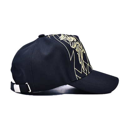 Mũ bóng chày đen cao cấp unisex thêu Gorras Logo tùy chỉnh 5 Panel Cotton Baseball Cap