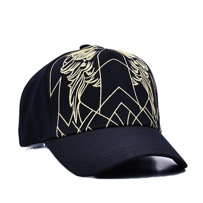 Mũ bóng chày đen cao cấp unisex thêu Gorras Logo tùy chỉnh 5 Panel Cotton Baseball Cap