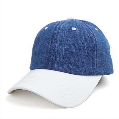 Mũ lưỡi trai cổ điển bằng cotton acid wash logo tùy chỉnh bán buôn, mũ bóng chày đen đã giặt thể thao denim có thể điều chỉnh