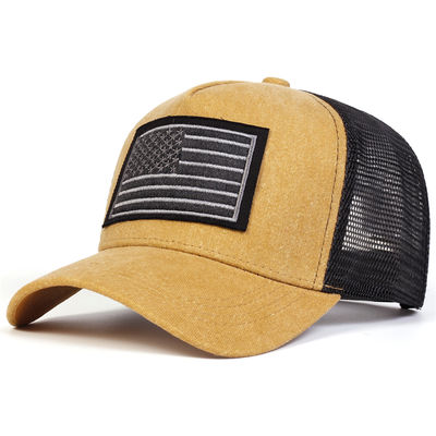 Unisex Hoa Kỳ cờ thêu rửa bóng chày Net Caps mùa xuân và mùa hè ngoài trời điều chỉnh Casual Mũ chống nắng Mũ