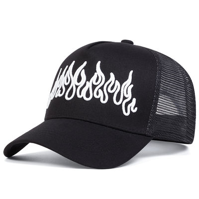 Flame Street Style Mũ Hip Hop điều chỉnh Nhau Snapback Curve Brim Trucker Mesh Sports Cap