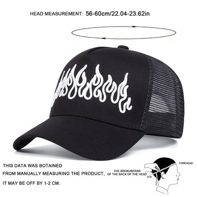 Flame Street Style Mũ Hip Hop điều chỉnh Nhau Snapback Curve Brim Trucker Mesh Sports Cap