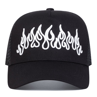 Flame Street Style Mũ Hip Hop điều chỉnh Nhau Snapback Curve Brim Trucker Mesh Sports Cap