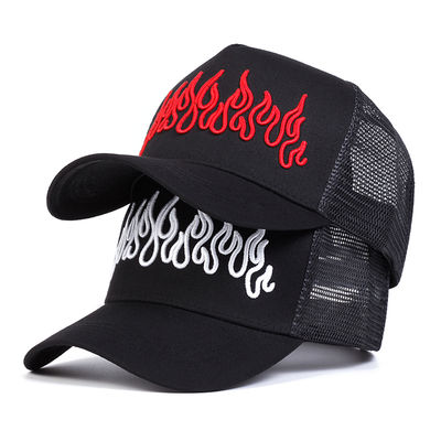 Flame Street Style Mũ Hip Hop điều chỉnh Nhau Snapback Curve Brim Trucker Mesh Sports Cap