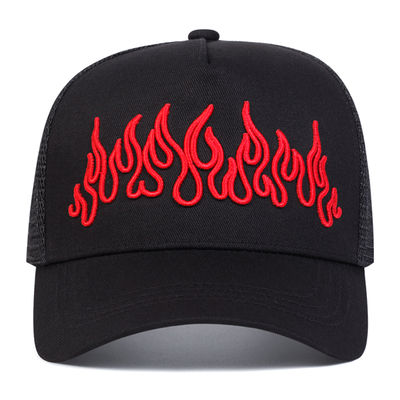 Flame Street Style Mũ Hip Hop điều chỉnh Nhau Snapback Curve Brim Trucker Mesh Sports Cap