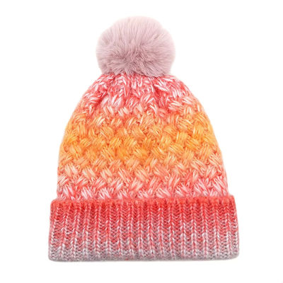 Custom Beanie with Pom Pom Soft Tie Dye Knitted Winter Cap Hat Manufacturer