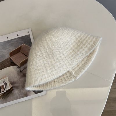 Autumn and Winter New Wool Knitted Bucket Hat for Women Knitted Jacquard Bucket Hat