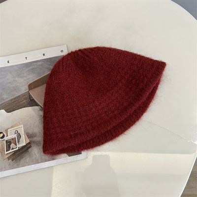 Autumn and Winter New Wool Knitted Bucket Hat for Women Knitted Jacquard Bucket Hat