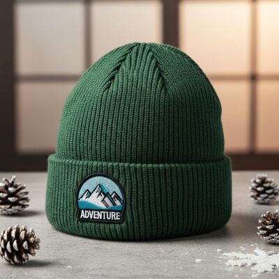 Tấm mũ đan thêu tùy chỉnh với vòng tròn người lớn và vật liệu acrylic cho ấm mùa đông