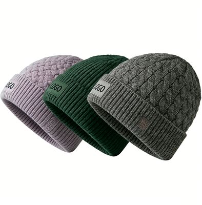 Màu sắc tùy chỉnh Unisex đan nón mũ cho người lớn Vòng tròn cho mùa đông ấm áp