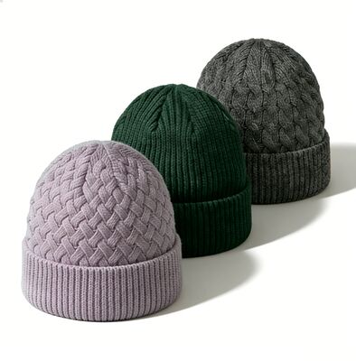 Màu sắc tùy chỉnh Unisex đan nón mũ cho người lớn Vòng tròn cho mùa đông ấm áp