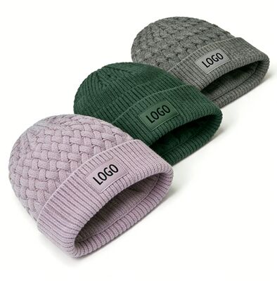 Màu sắc tùy chỉnh Unisex đan nón mũ cho người lớn Vòng tròn cho mùa đông ấm áp