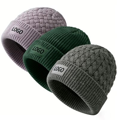 Màu sắc tùy chỉnh Unisex đan nón mũ cho người lớn Vòng tròn cho mùa đông ấm áp
