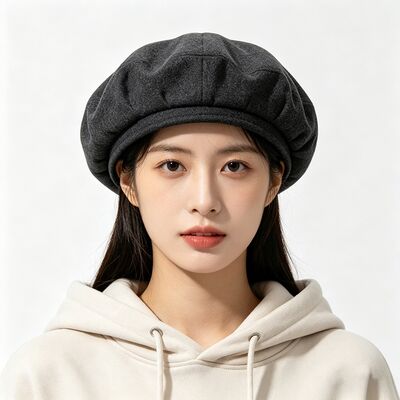 Mũ nồi màu xám đậm cổ điển với mũ beret có đệm bằng vải len pha vải để tạo sự thoải mái và bền bỉ Mũ đi đường thoải mái hàng ngày