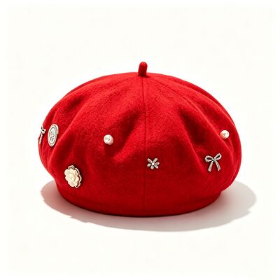 Red Wool Blend Beret với độ bền cao cho tất cả các mùa và kích thước tùy chỉnh