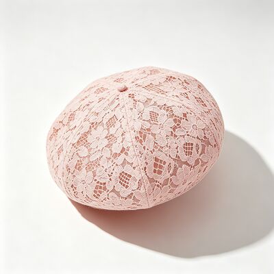 Vintage Pink Lace Beret Hoa hoa Mô hình Beret Hít thở Cap với và trang nhã hàng ngày & bữa tiệc đầu trang