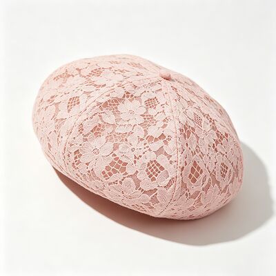 Vintage Pink Lace Beret Hoa hoa Mô hình Beret Hít thở Cap với và trang nhã hàng ngày & bữa tiệc đầu trang