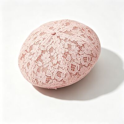 Vintage Pink Lace Beret Hoa hoa Mô hình Beret Hít thở Cap với và trang nhã hàng ngày & bữa tiệc đầu trang