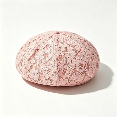 Vintage Pink Lace Beret Hoa hoa Mô hình Beret Hít thở Cap với và trang nhã hàng ngày & bữa tiệc đầu trang