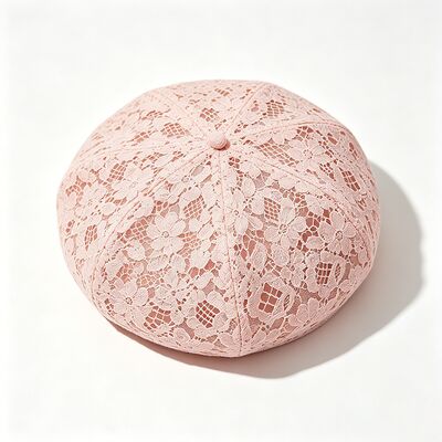 Vintage Pink Lace Beret Hoa hoa Mô hình Beret Hít thở Cap với và trang nhã hàng ngày & bữa tiệc đầu trang