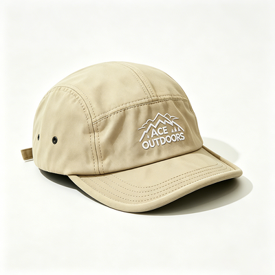 Mũ Camper 5 Panel Flat Brim với Sports Mesh Sweatband và dây chuyền hook-and-loop có thể điều chỉnh