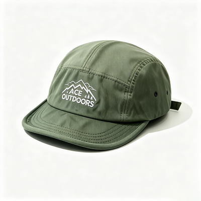 Mũ Camper 5 Panel Flat Brim với Sports Mesh Sweatband và dây chuyền hook-and-loop có thể điều chỉnh