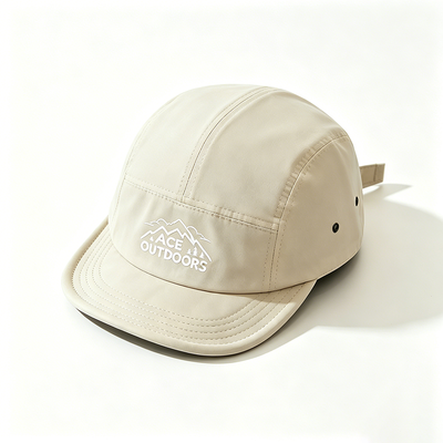Mũ Camper 5 Panel Flat Brim với Sports Mesh Sweatband và dây chuyền hook-and-loop có thể điều chỉnh